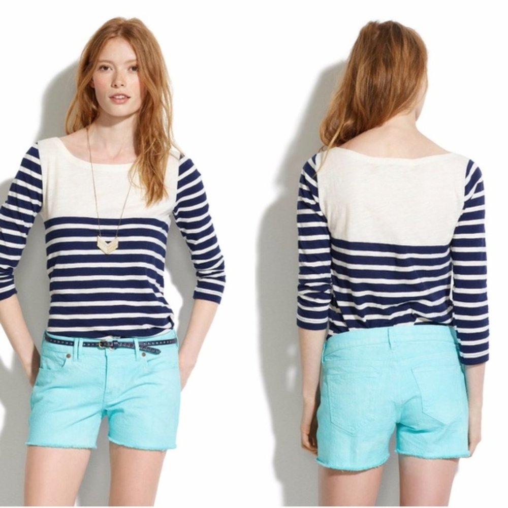 Madewell Seaside Blue Denim Jean Short Cutoff Raw